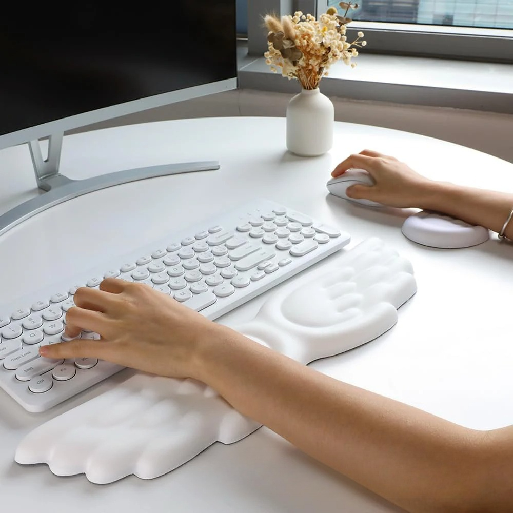 Gaming Keyboard And Mouse Set - Mousepad Ergonomic Angel Keyboard Wrist Rest
