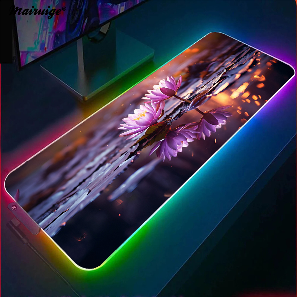 Gaming Keyboard And Mouse Set - Table Mats Lotus Playmat Set Up
