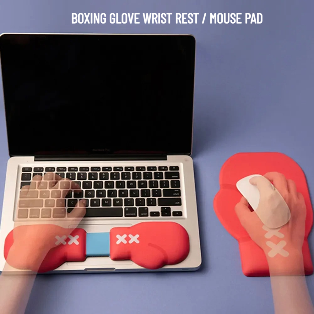 Gaming Keyboard And Mouse Set - Boxing Glove Mouse Pad Wrist Rest