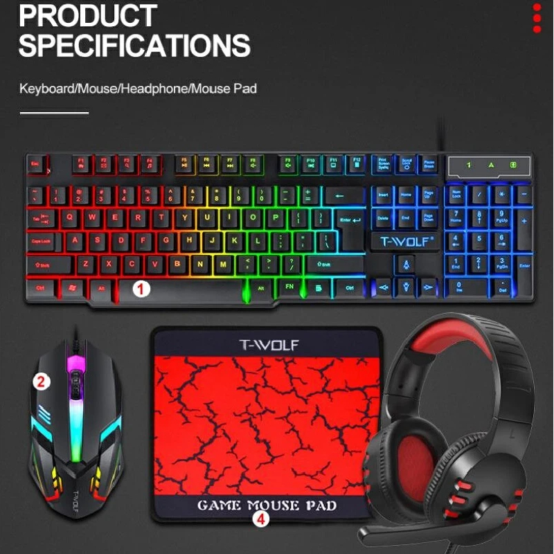 Gaming Keyboard And Mouse Combo - Spanish Russian Keyboard Layout Gaming Combo