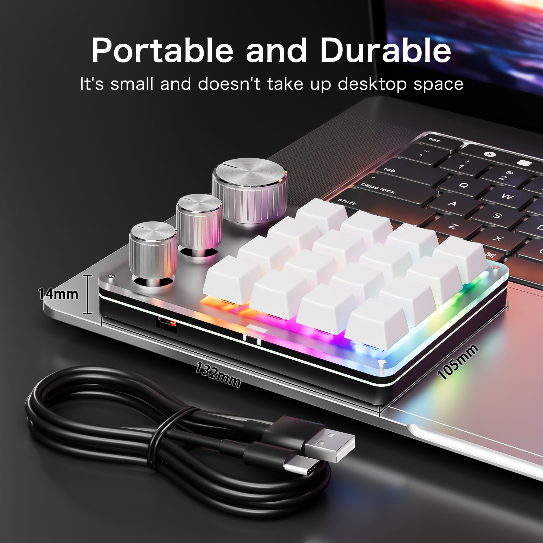 Gaming Keyboard Mini Mechanical - 16 Key 3 Knobs Custom Mechanical