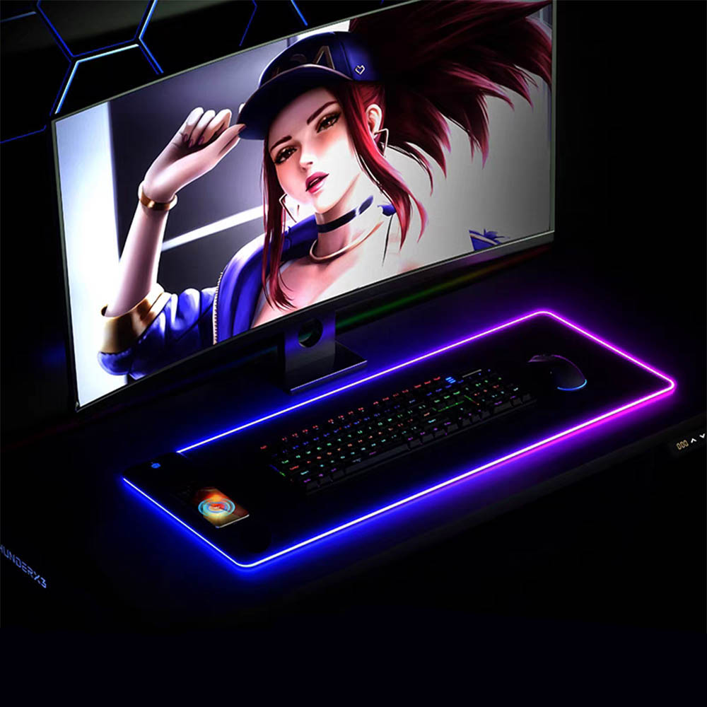 Gaming Keyboard Mouse Wireless - RGB mouse pad with wireless charger