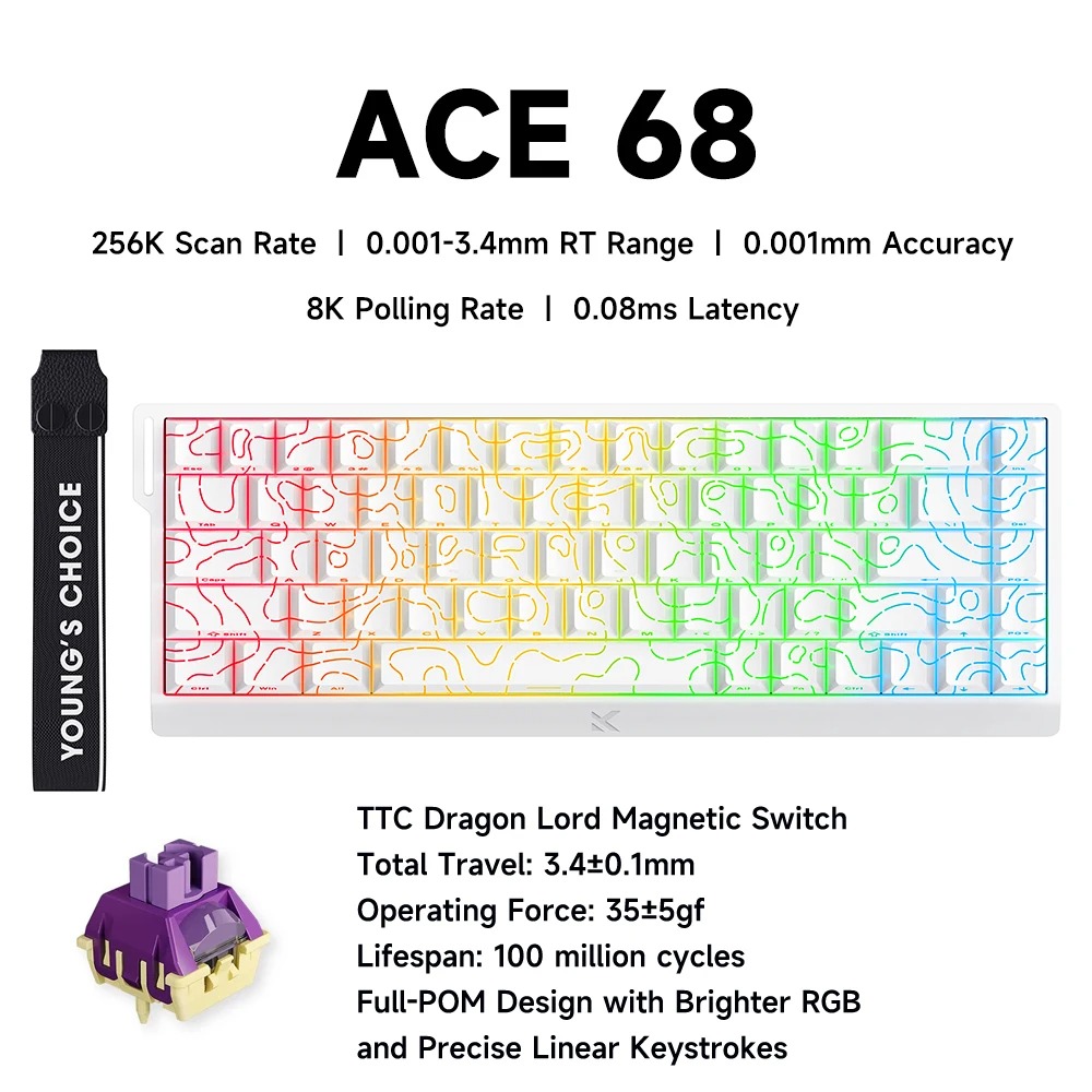 Gaming Keyboard Hall Effect Switches - MCHOSE ACE 68 Magnetic Switch Gaming