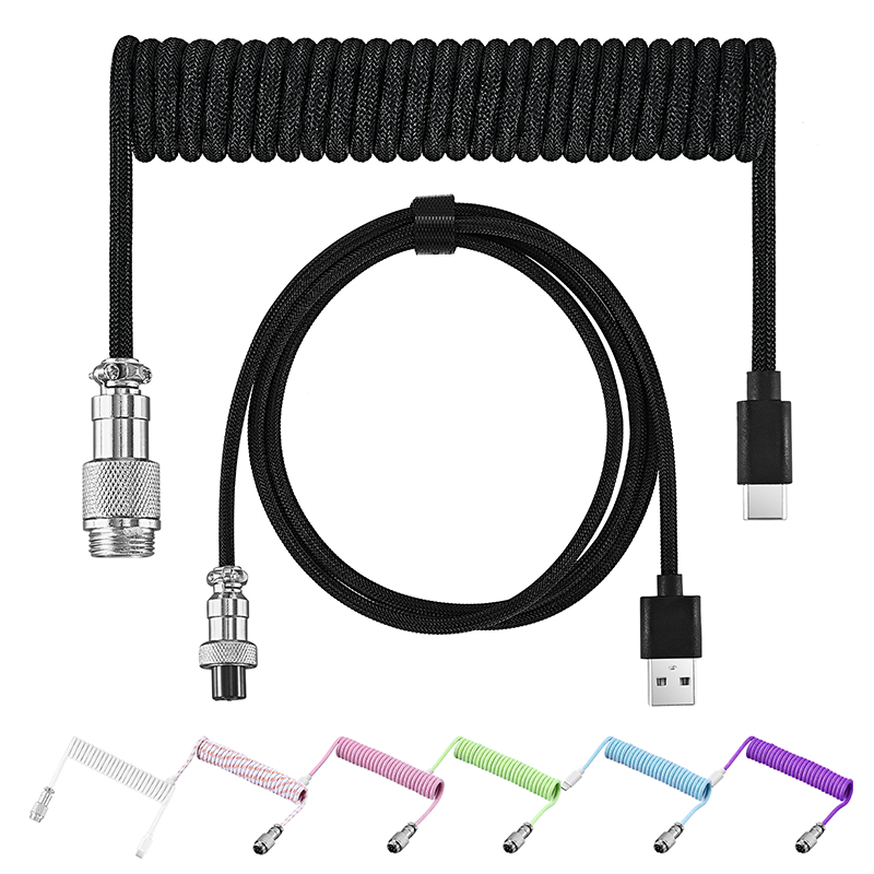 Gaming Keyboard Types - Coiled Mechanical Keyboard Cable Type-C to