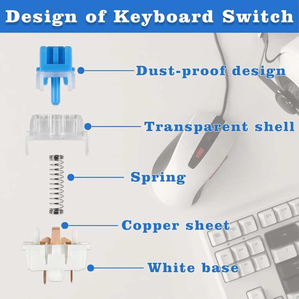 1-150Pcs 3 Pin DIY Mechanical  - đánh giá và giá Keyboard Gaming Blue Switch