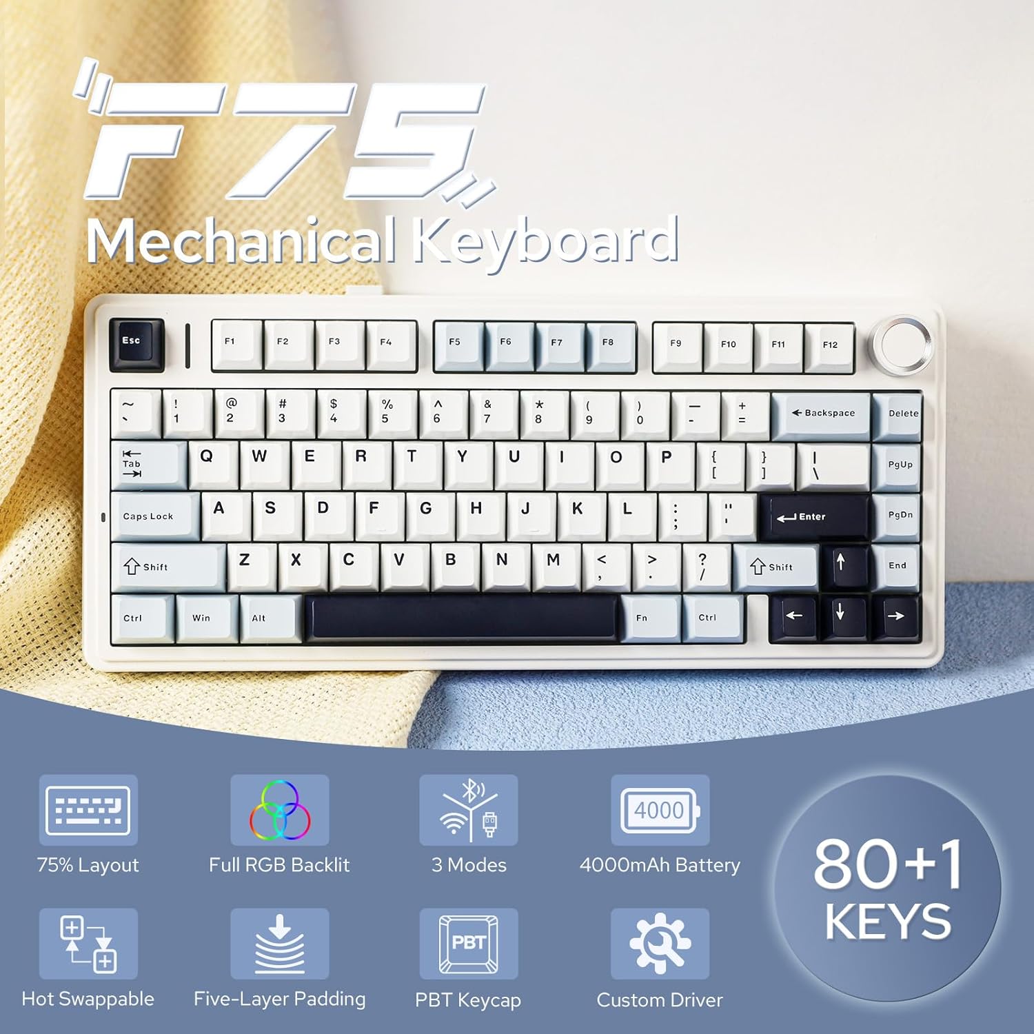 Aula F75 Mechanical Keyboard 7 - đánh giá và giá Gaming Keyboard Mini Mechanical