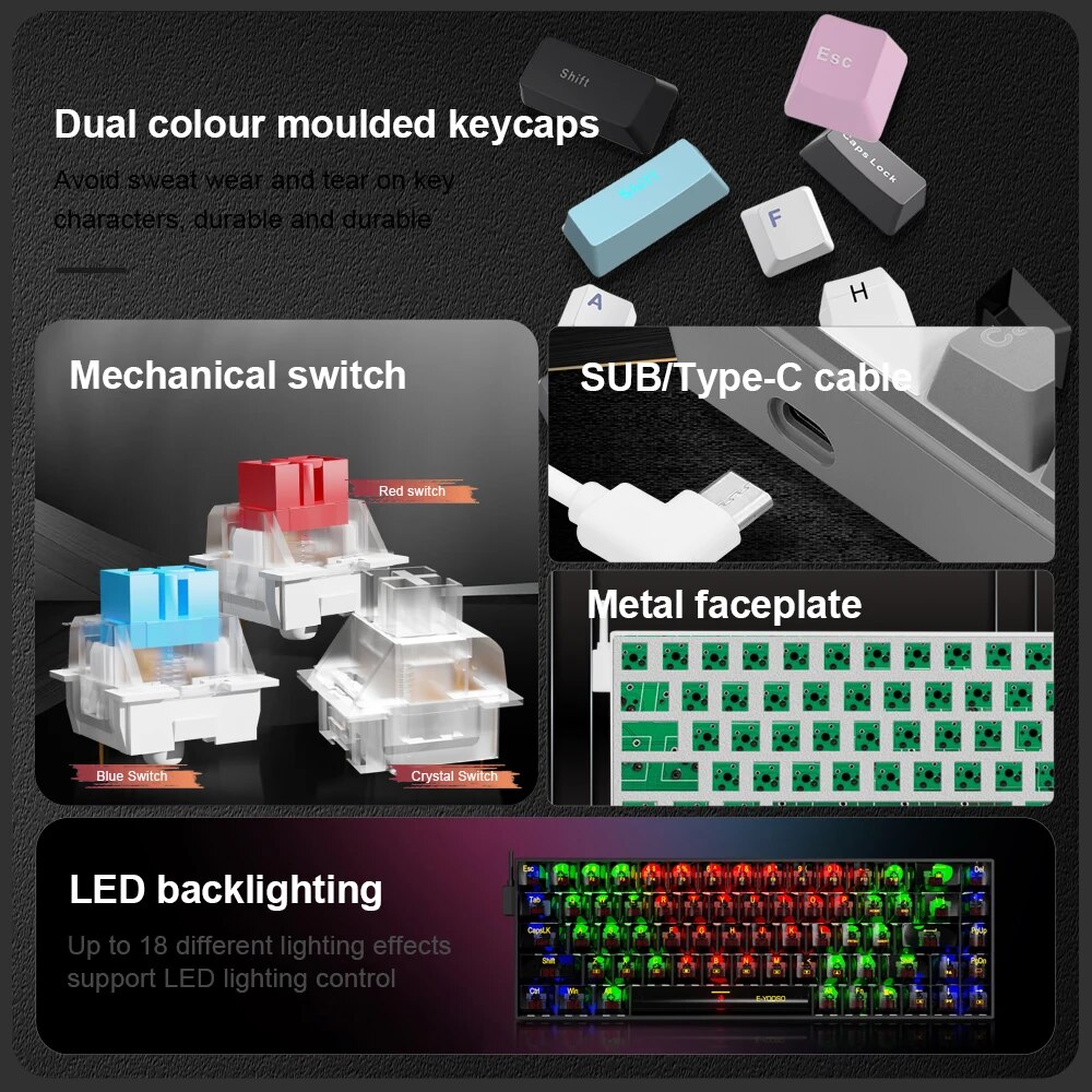 E-YOOSO Z686 USB Mini Slim Mec - đánh giá và giá Gaming Keyboard E Yooso