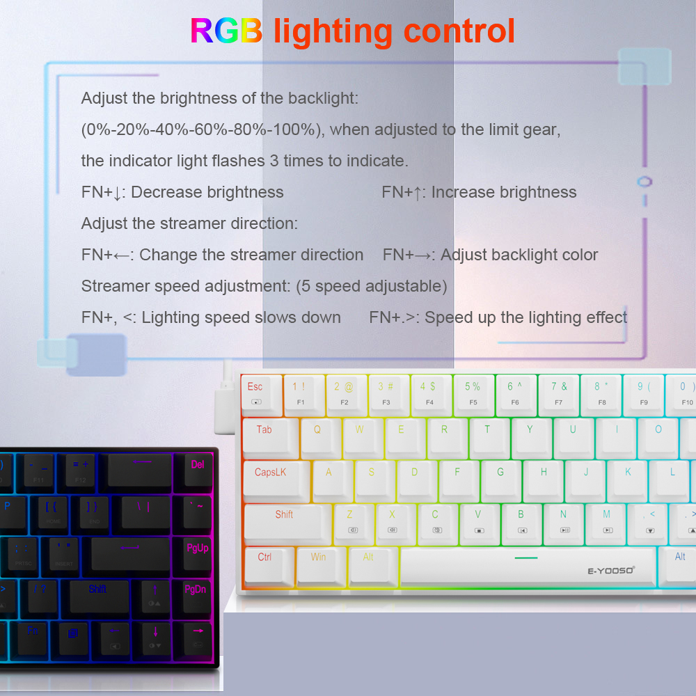E-YOOSO Z686 RGB USB 60% Mini  - đánh giá và giá Gaming Keyboard E Yooso