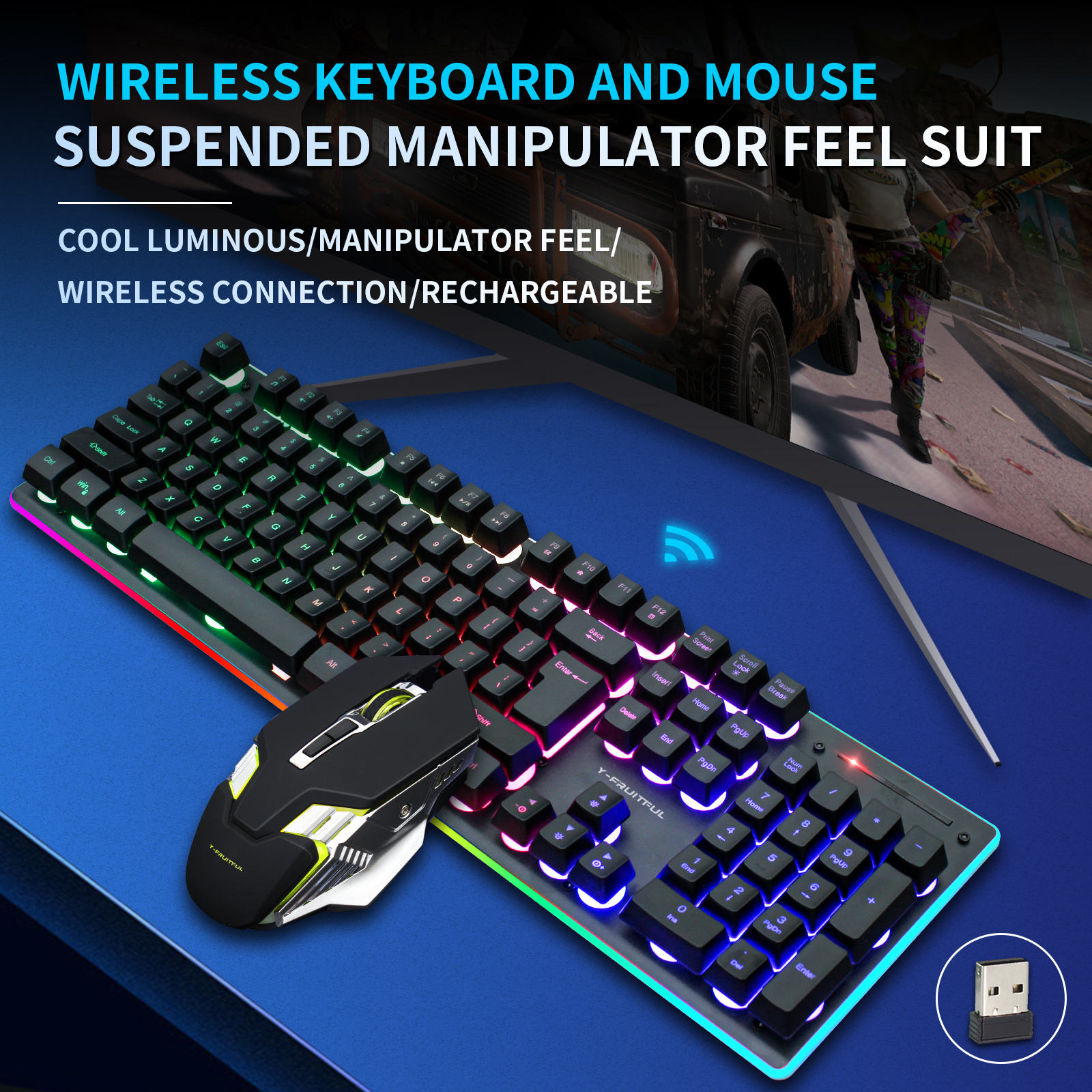 104 Keys RGB Computer Wireless - đánh giá và giá Gaming Keyboard Mouse Wireless