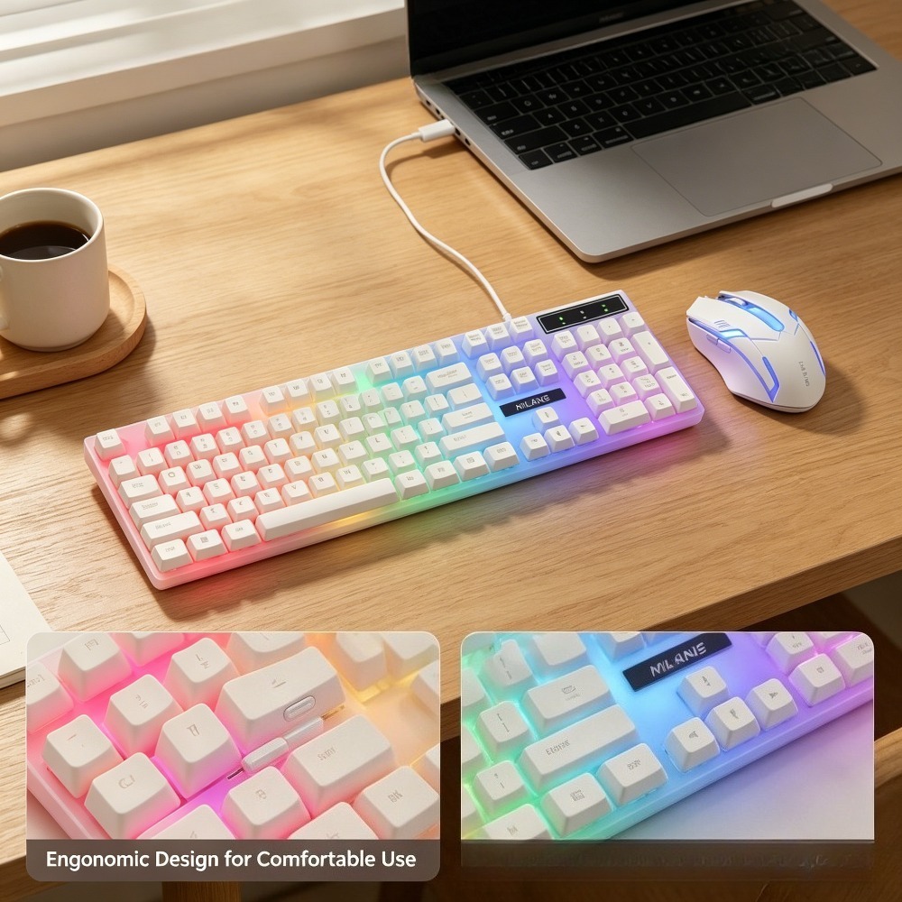 USB wired rainbow backlit keyb - đánh giá và giá Gaming Keyboard And Mouse Set