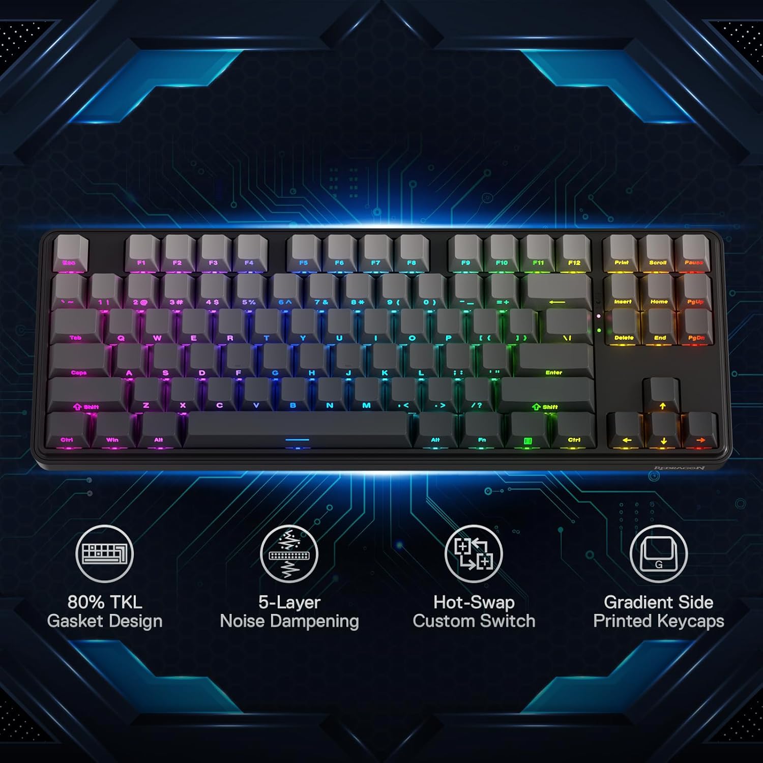 Redragon K707 PRO GB 80% Gaske - đánh giá và giá Gaming Keyboard No Noise
