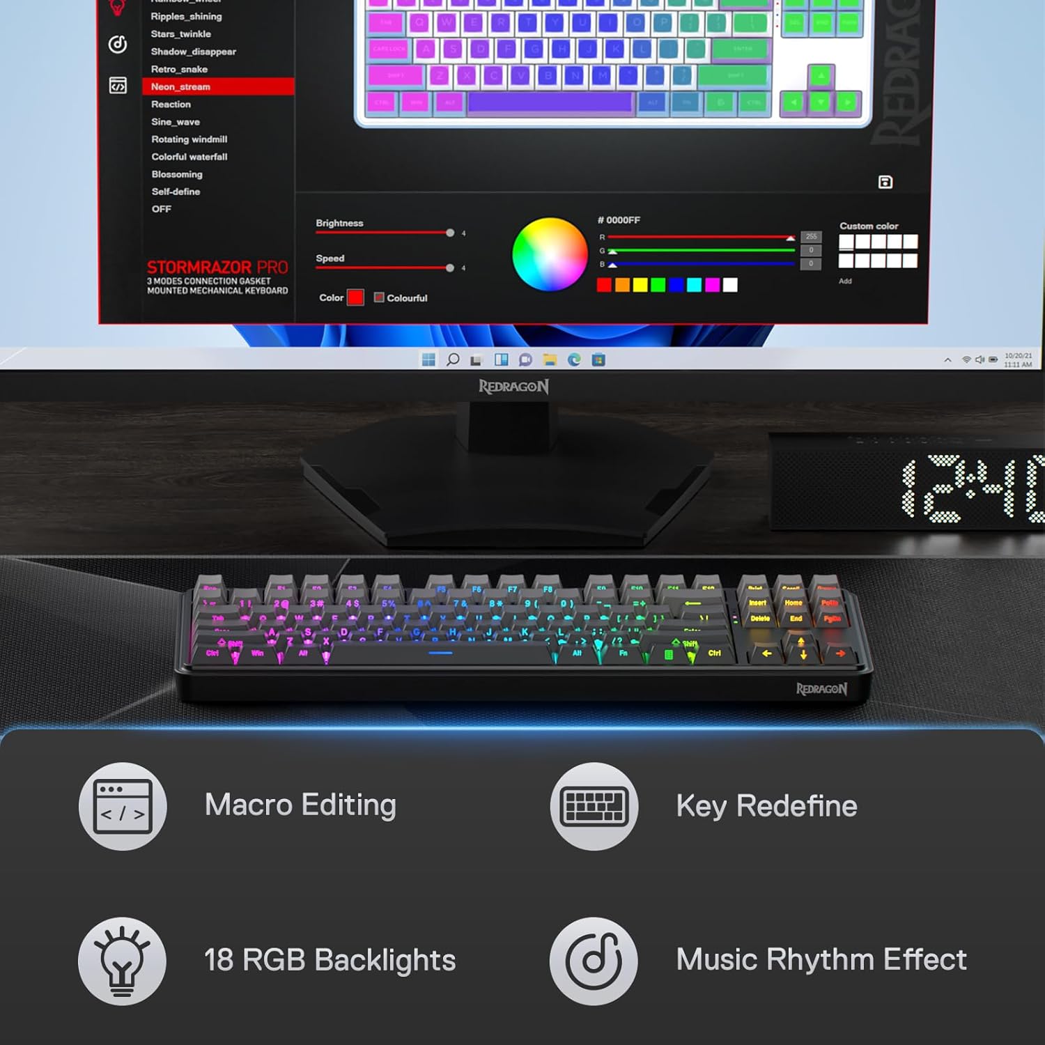 Redragon K707 PRO GB 80% Gaske - đánh giá và giá Gaming Keyboard No Noise